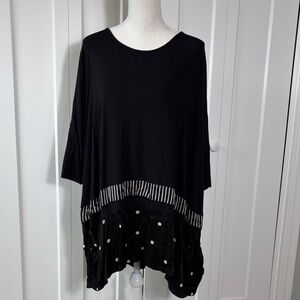 Alembika XL Black Lagenlook Tunic Top